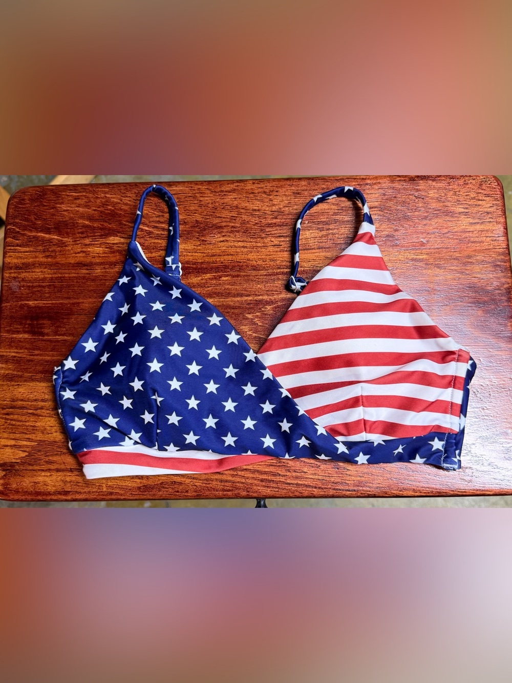 Born Primitive Patriotic American Flag Triangle Bikini Top - Blue & Red